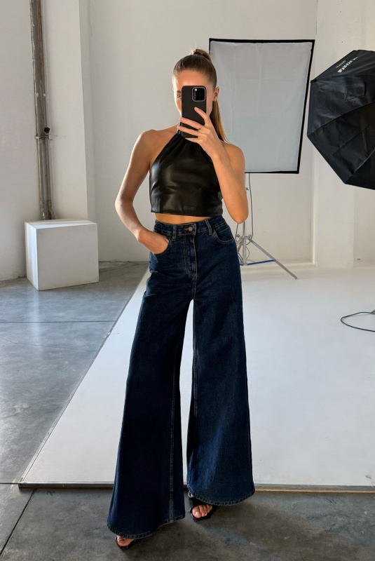 Топ из экокожи BLACK