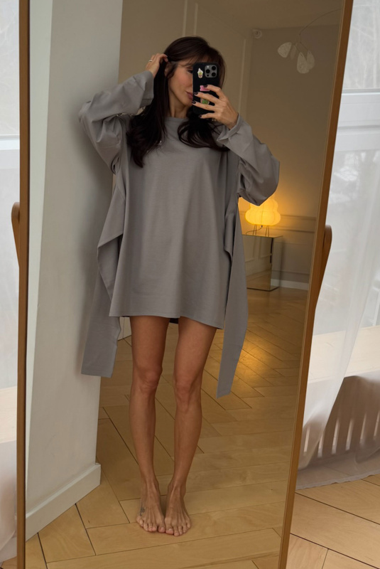 Лонгслив объемный с завязками LIGHT GREY