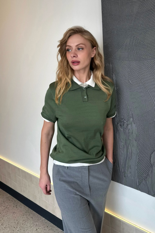Футболка-поло вязаная LIGHT GREEN