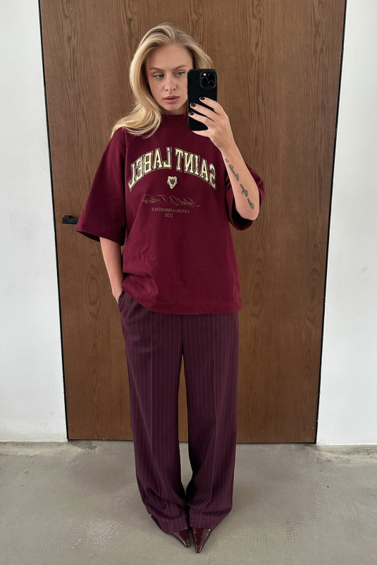 Футболка с рукавом реглан (бордовая)