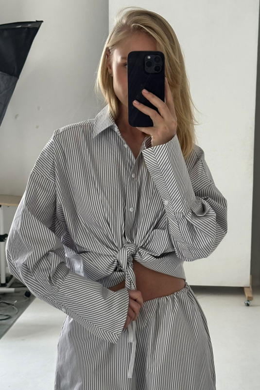 Рубашка объемная из хлопка GREY Рубашка объемная из хлопка GREY