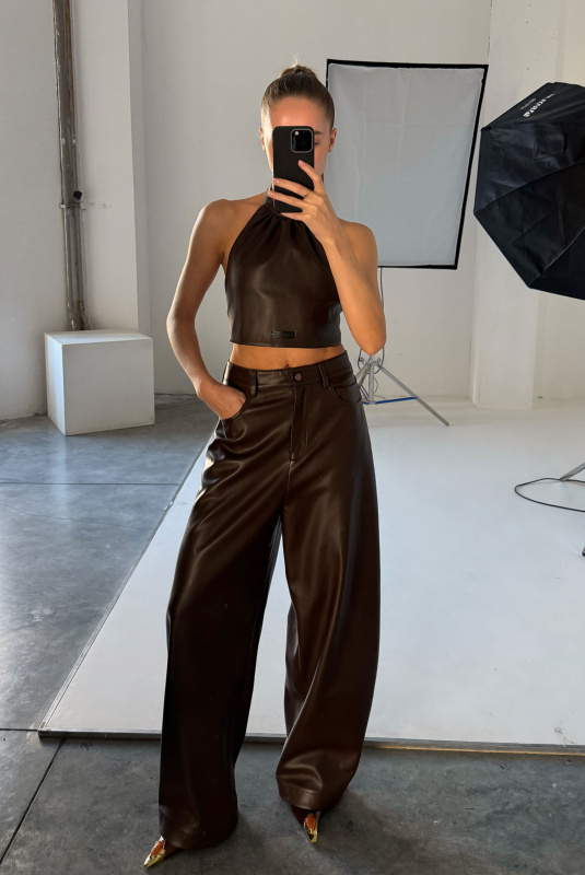 Топ из экокожи BROWN