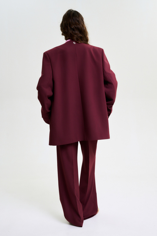 Пиджак без лацканов BURGUNDY