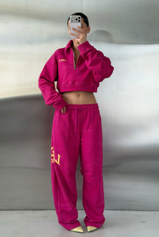 Свитшот поло укороченный (фуксия)