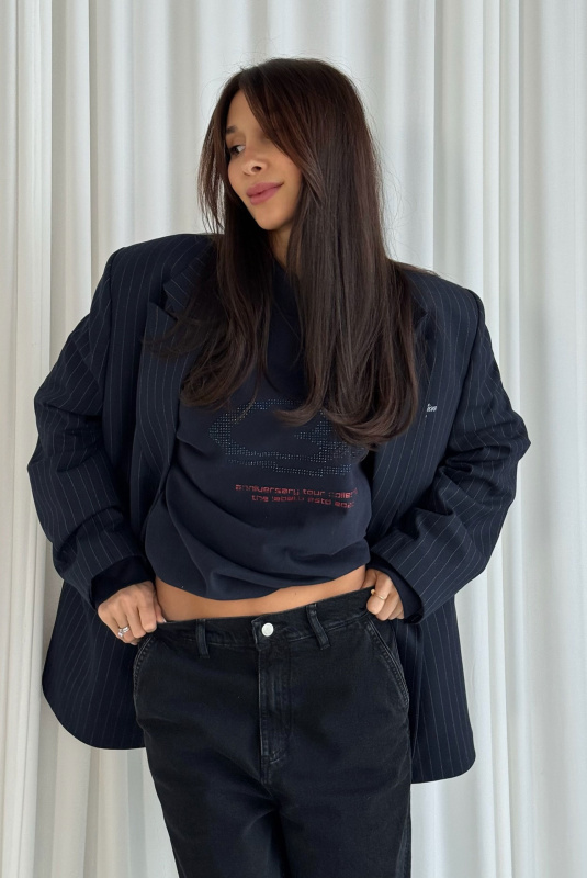 Лонгслив со стразами BLUE