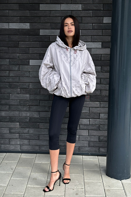 Ветровка с капюшоном с паттерном LIGHT GREY