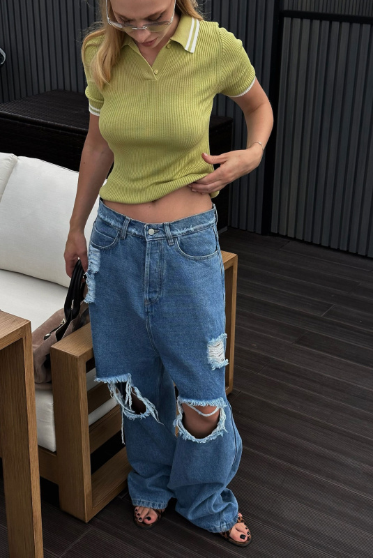 Футболка поло вязаная LIGHT GREEN