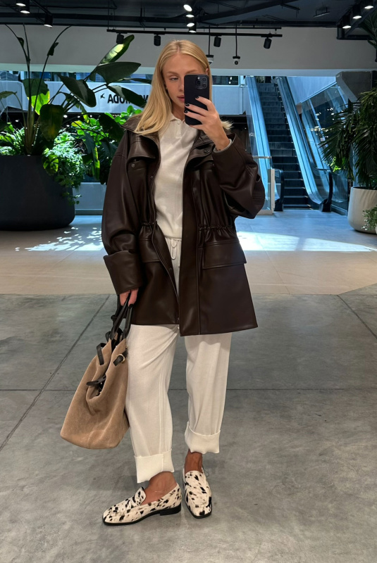 Парка из экокожи BROWN