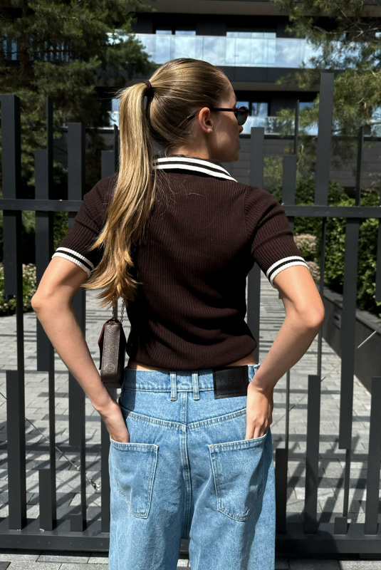 Футболка поло вязаная BROWN