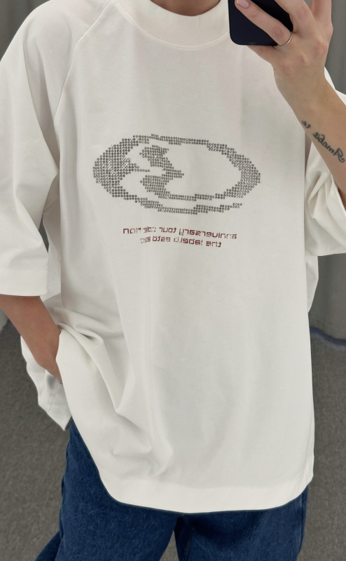 Футболка со стразами WHITE