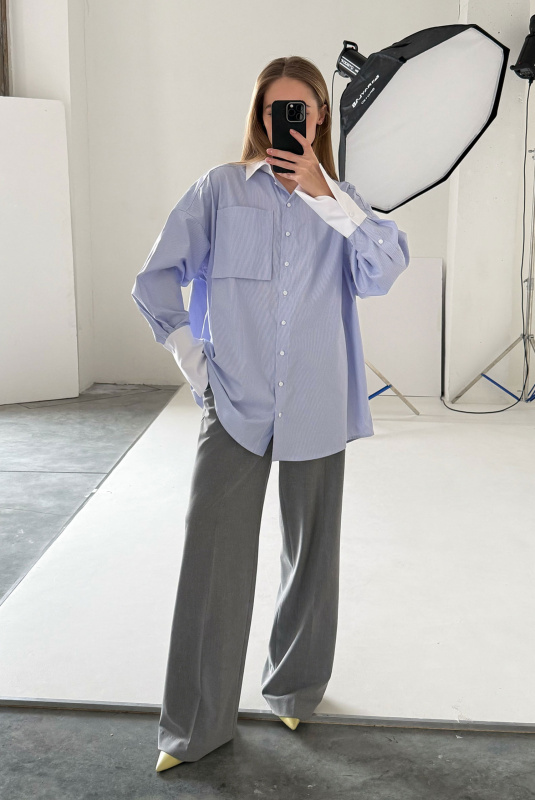 Рубашка объемная в полоску LIGHT BLUE Рубашка объемная в полоску LIGHT BLUE