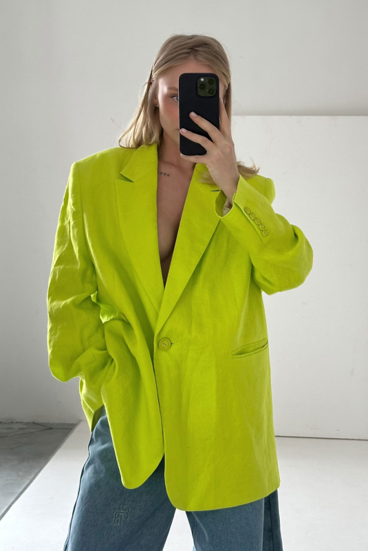Пиджак объемный изо льна LIME