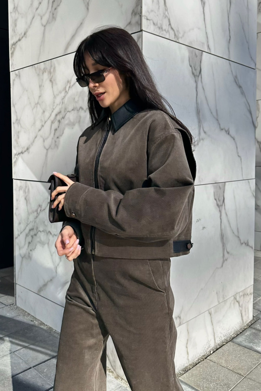 Бомбер из вельвета LIGHT BROWN