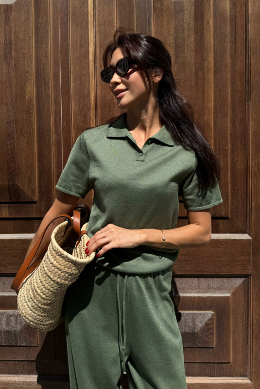 Футболка-поло вязаная LIGHT GREEN