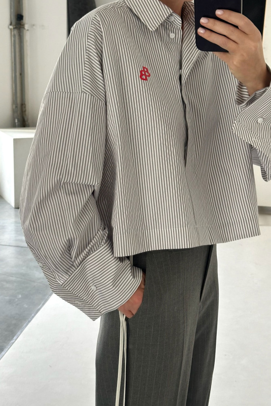 Рубашка обьемная укороченная GREY Рубашка обьемная укороченная GREY