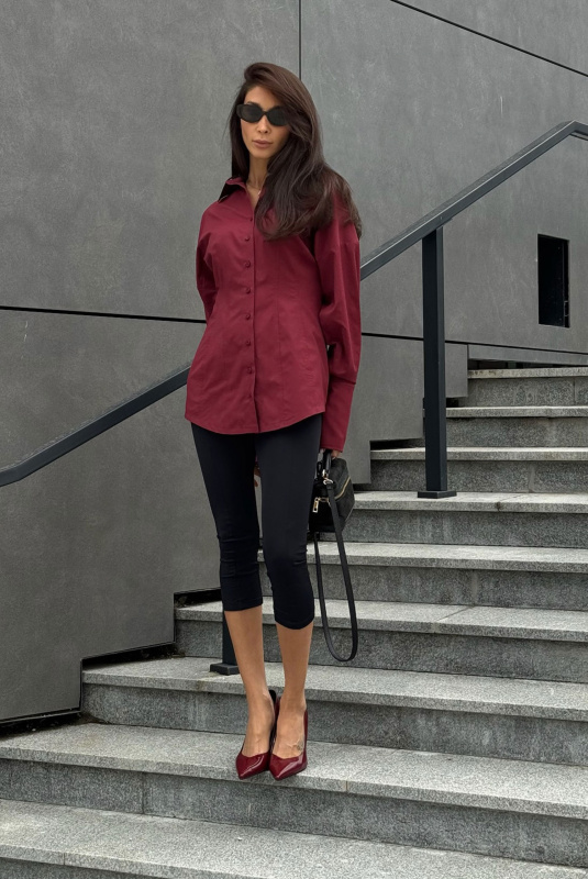 Рубашка приталенная BURGUNDY