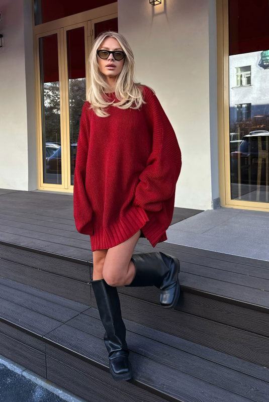 Джемпер обьемный вязаный RED