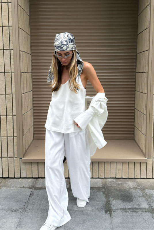 Брюки широкие из тенсела WHITE