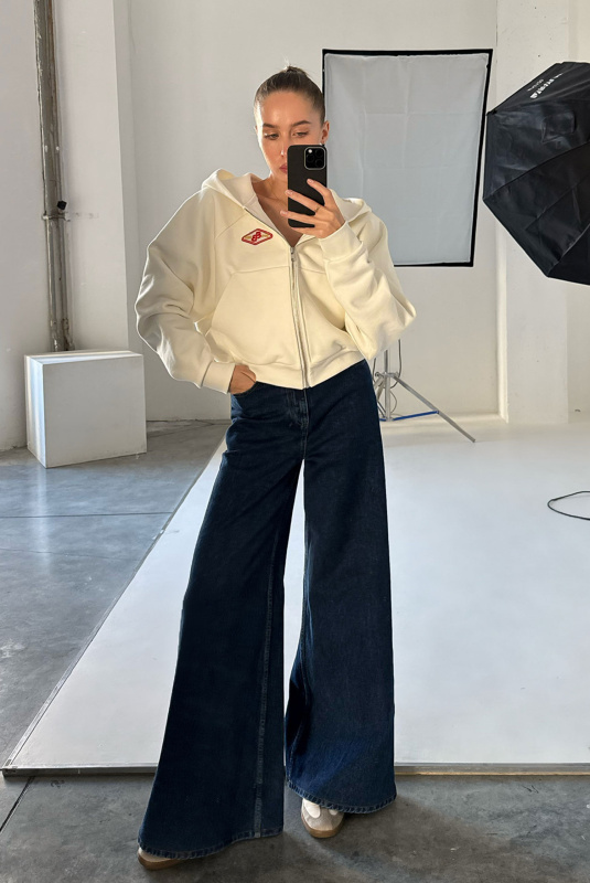 Худи на молнии укороченный WHITE