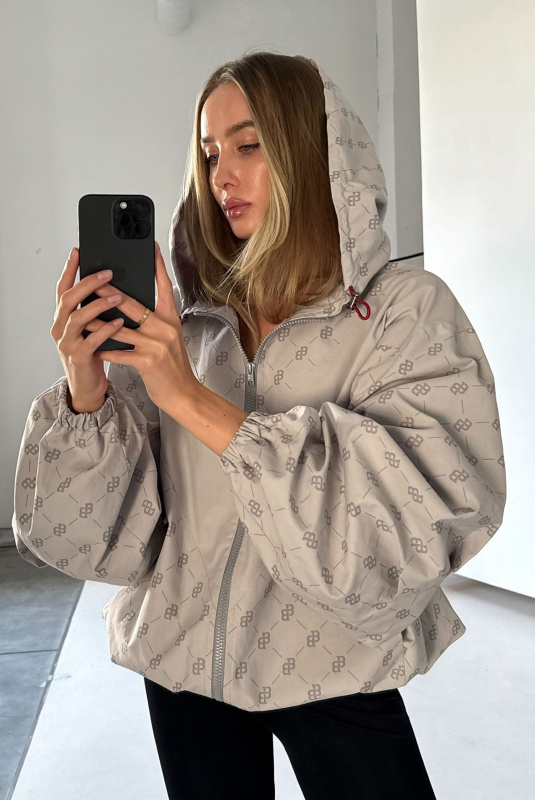Ветровка с капюшоном с паттерном LIGHT GREY