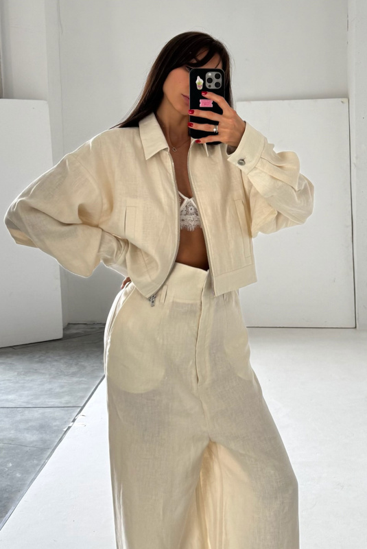 Бомбер изо льна BEIGE