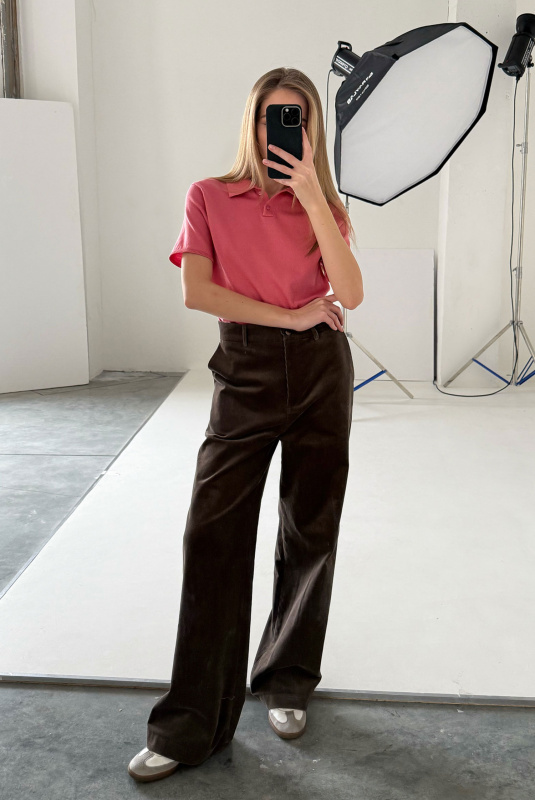 Футболка-поло вязаная LIGHT PINK