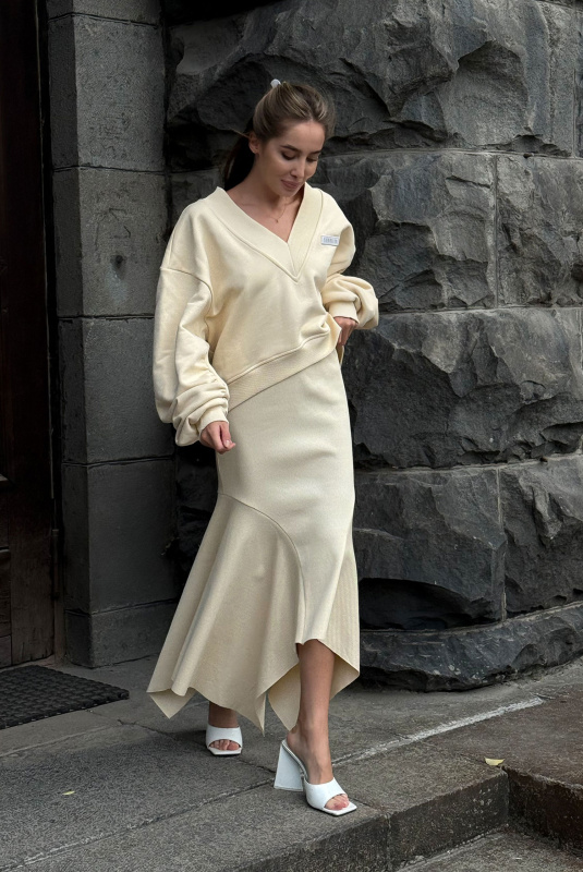 Юбка с клиньями из фактурного трикотажа ECRU